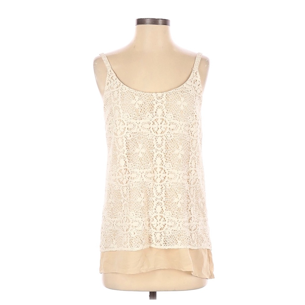 CAbi 798 it girl ivory lace overlay tank top cream